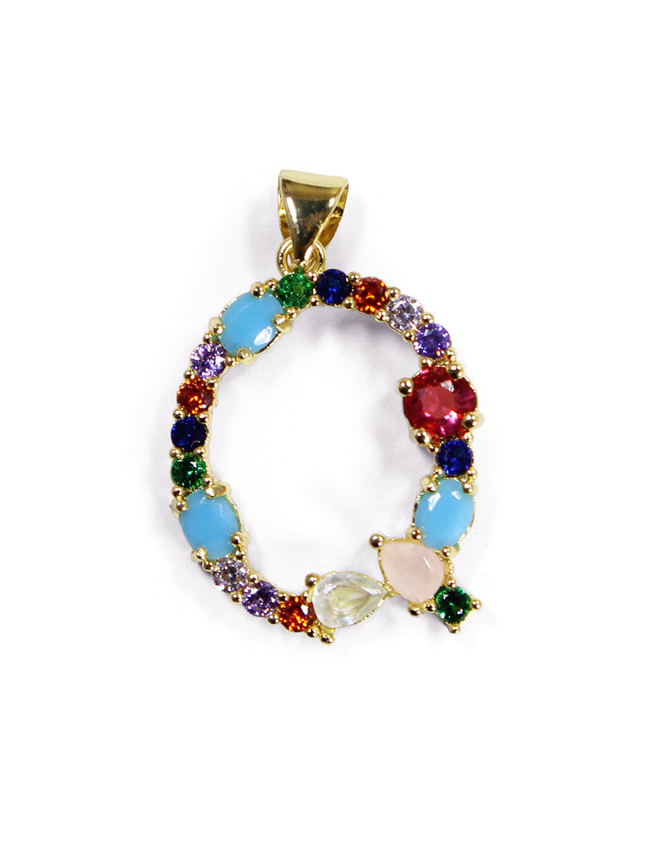 Collar con dije de la A a la Z de colores en Oro laminado