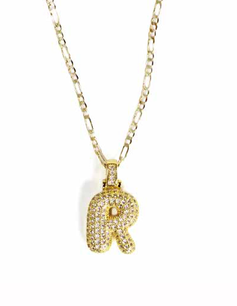 Collar con dije de la A a la Z de globo en Oro laminado