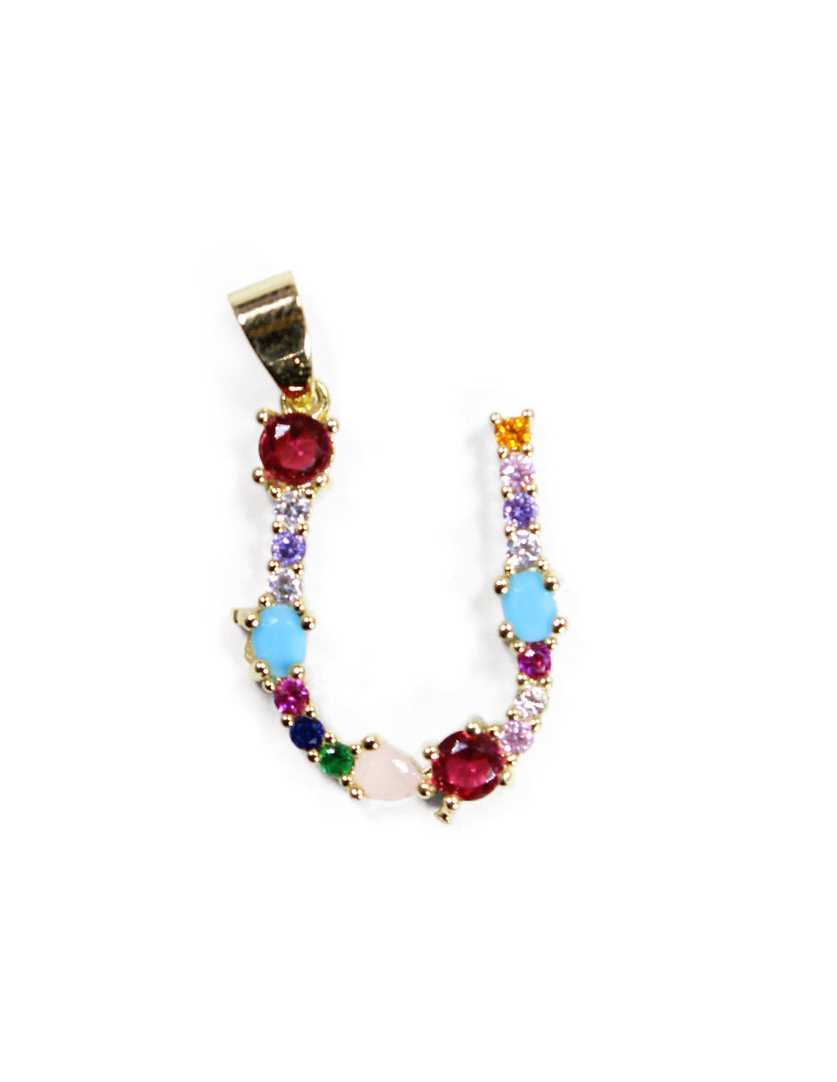 Collar con dije de la A a la Z de colores en Oro laminado