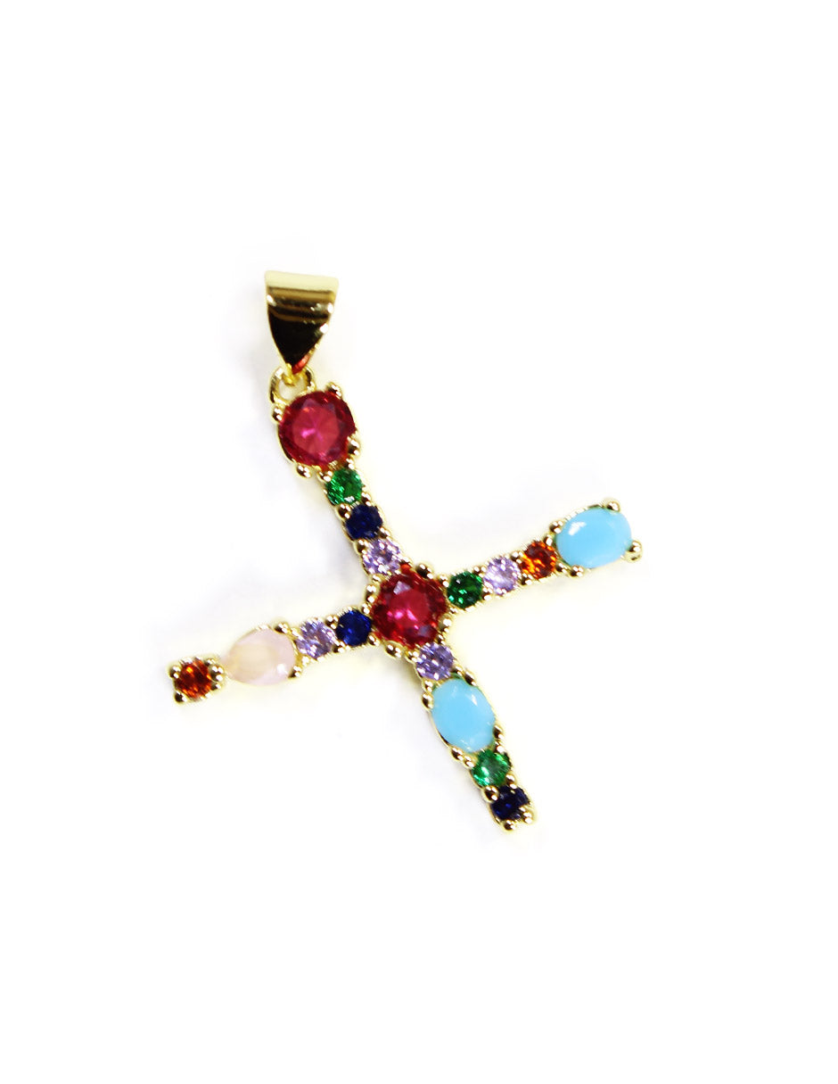Collar con dije de la A a la Z de colores en Oro laminado