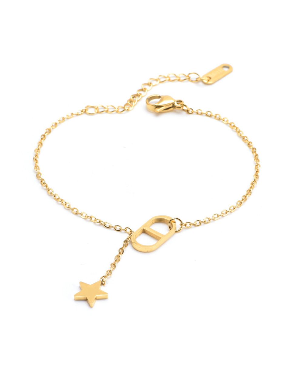 Pulsera de oro laminado de estrella con clip