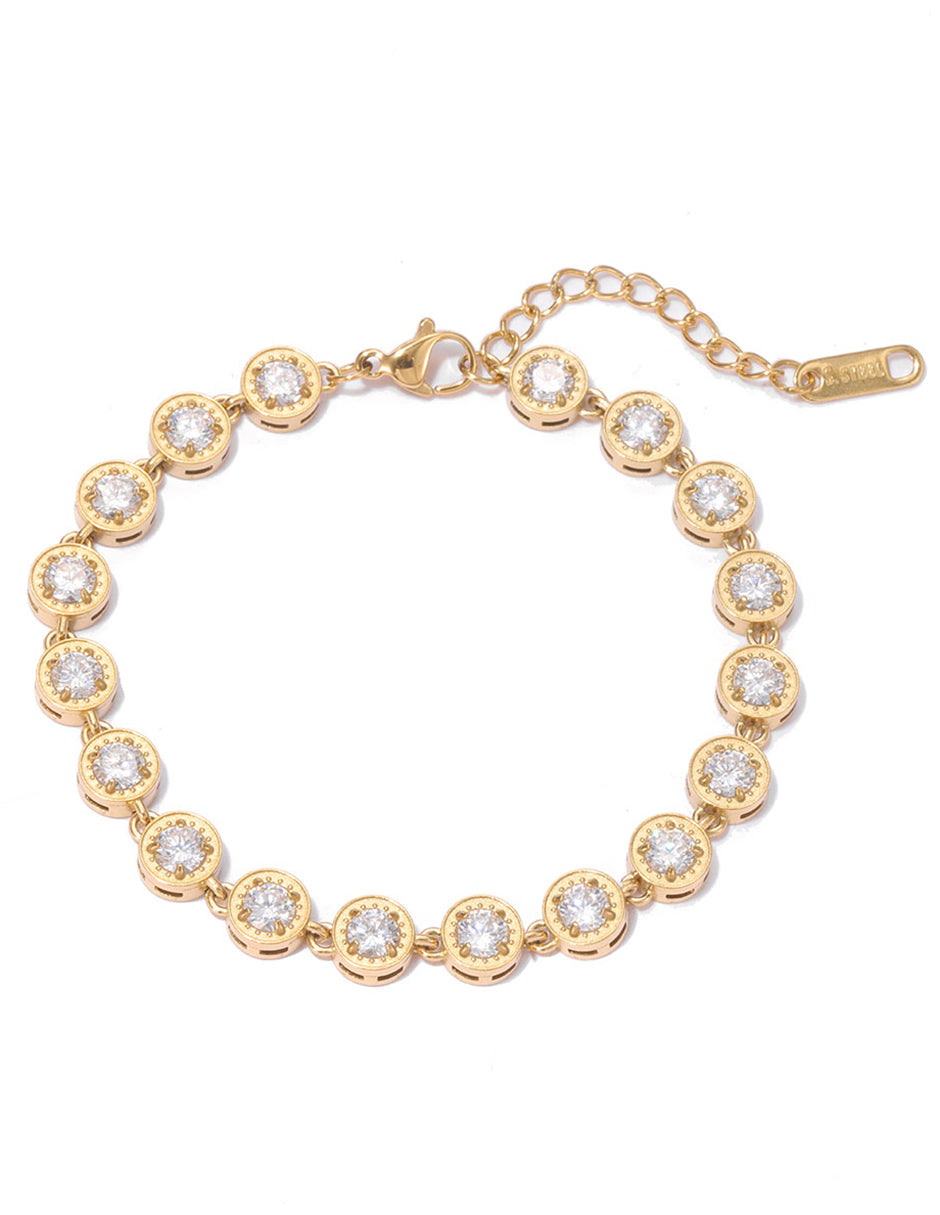 Pulsera Ajustable Moon Oro Laminado Circonias