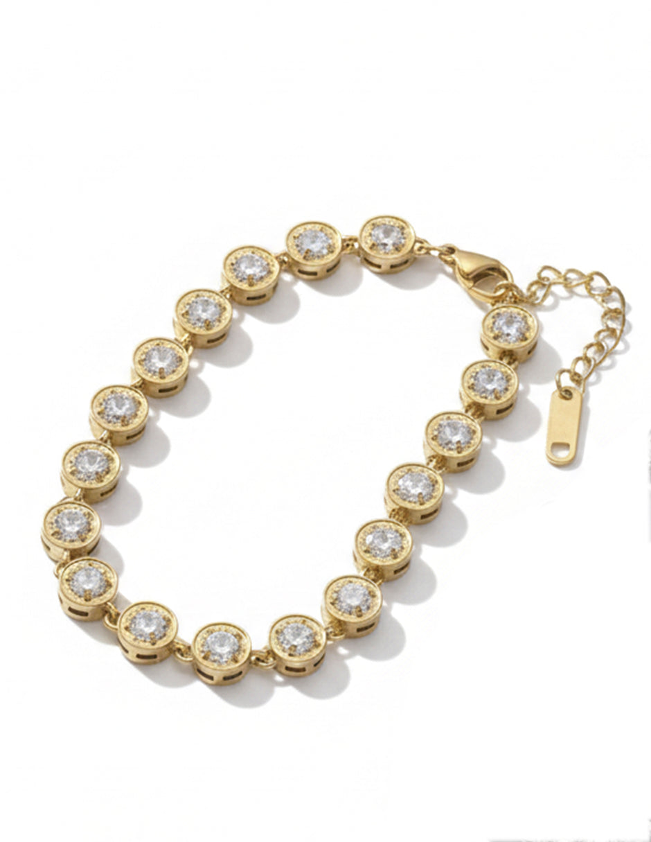 Pulsera Ajustable Moon Oro Laminado Circonias