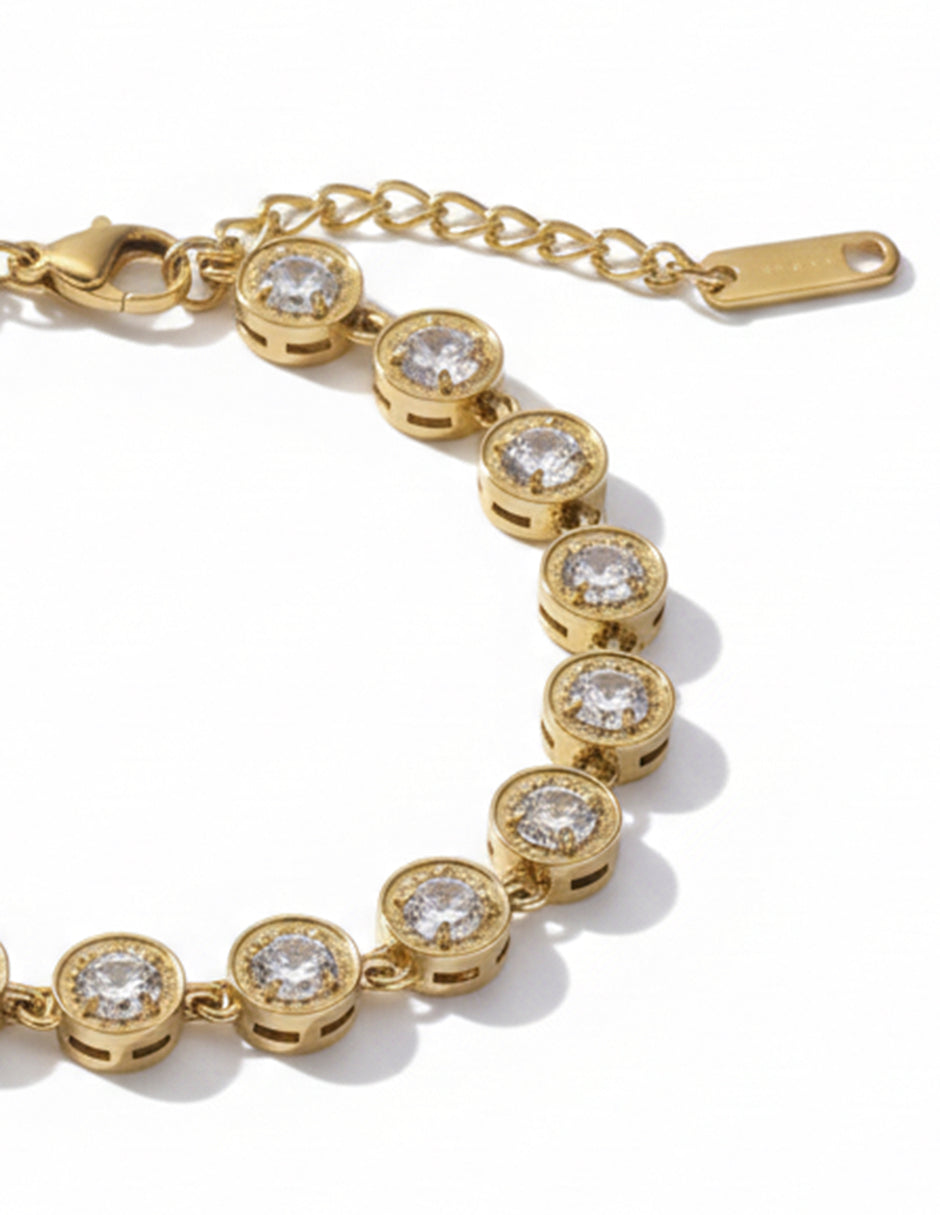 Pulsera Ajustable Moon Oro Laminado Circonias