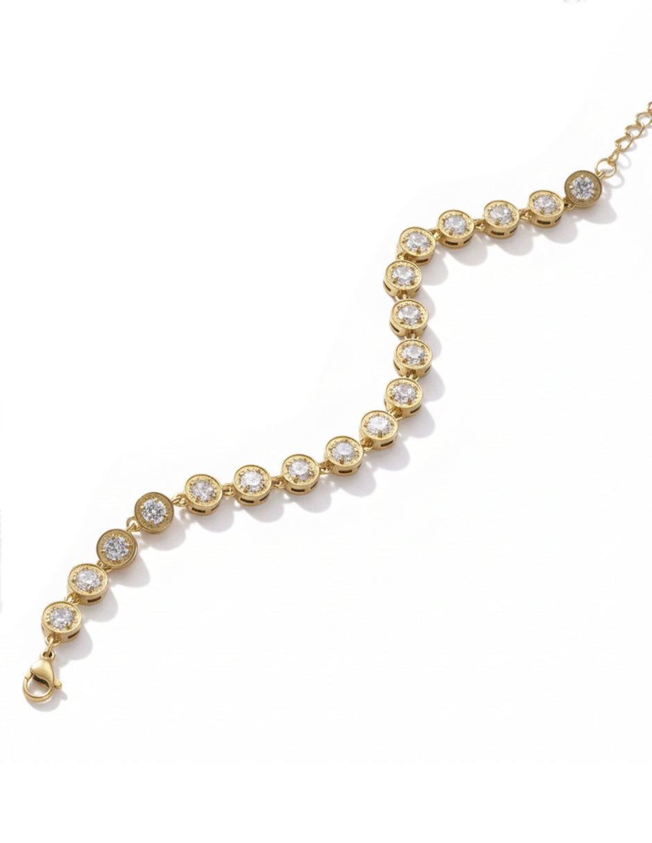 Pulsera Ajustable Moon Oro Laminado Circonias