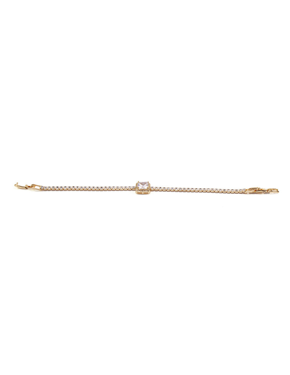 Pulsera para mujer de oro laminado brillosa con piedra de color